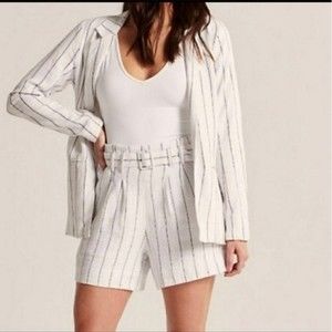Abercrombie & Fitch Pin Striped Blazer, White/Navy, Size S